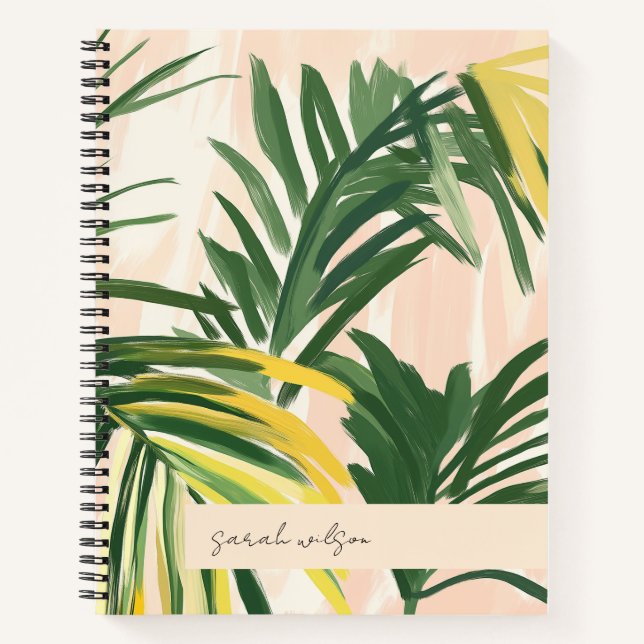 Carnet Boho Blush Green Tropical Palm Plage Feuille (Devant)