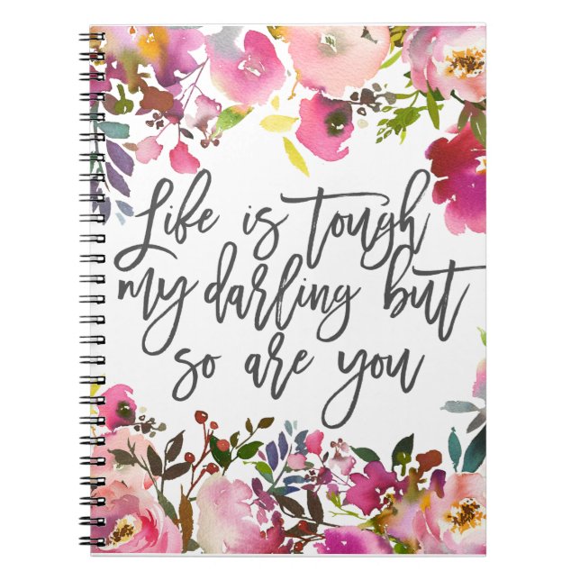 Carnet Boho botanical La vie est dure ma chère citation (Devant)