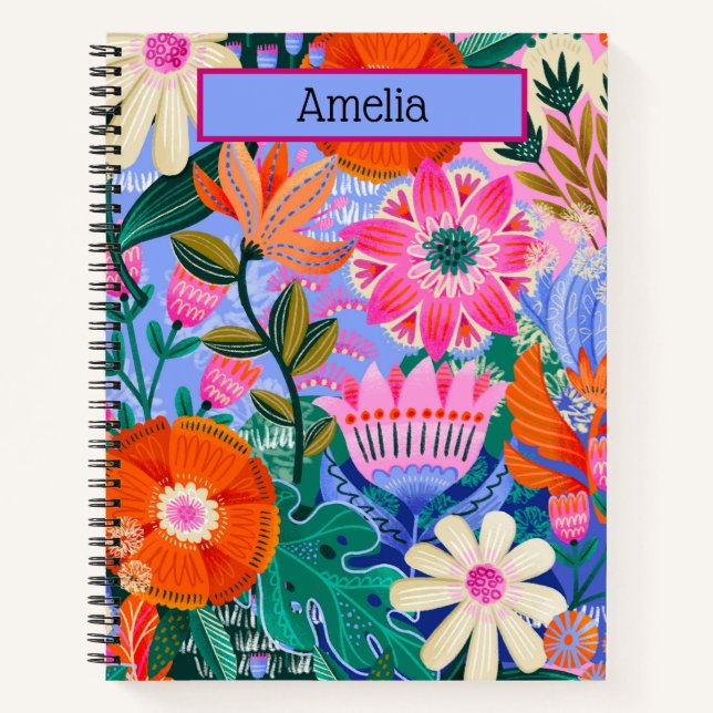 Carnet Boho Botanical personalized Spiral Notebook (Devant)