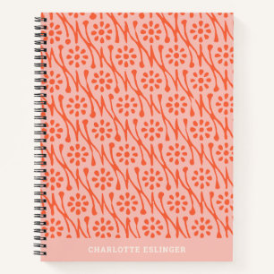 Carnet Boho Botanique Motif Blush Coral Personnalisé