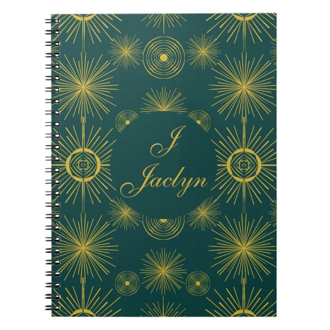 Carnet Boho Celestial Sun Stars Vert Turquoise (Devant)