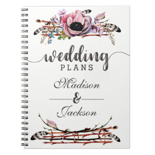 Carnet Boho Chic Blush rose Wedding planner Floral