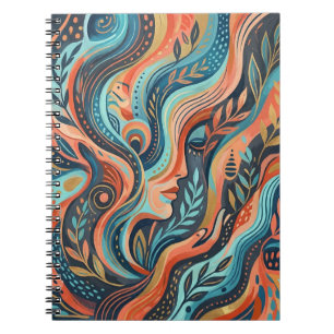 Carnet Boho Chic Déesse Spirituelle avec Photo de Feuille