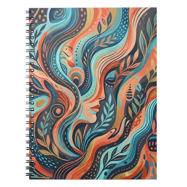 Carnet Boho Chic Déesse Spirituelle avec Photo de Feuille (Devant)