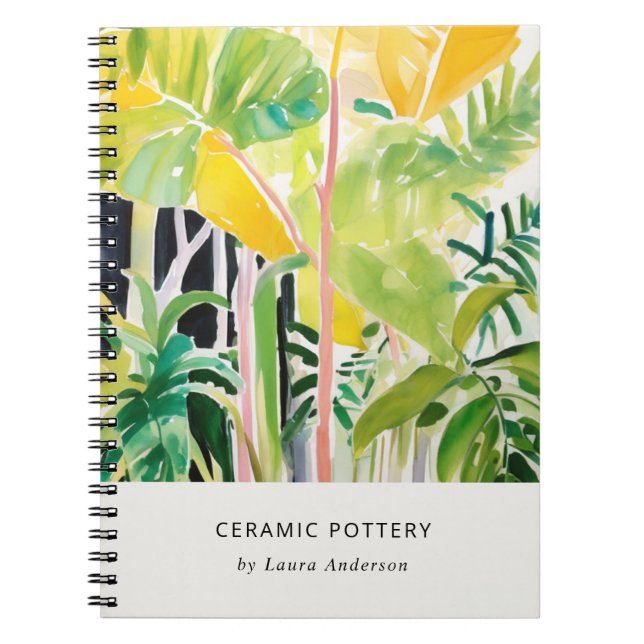 Carnet Boho Chic Green Tropical Leafy Foliage Botanical (Devant)