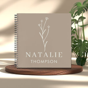 Carnet Boho Chic Minimaliste Personnalisé Mustard Jaune