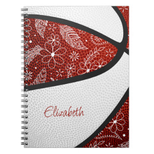 Carnet Boho doodflowers maron de basket blanc