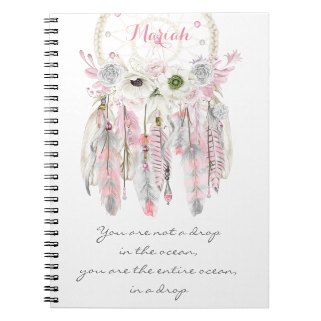 Carnet Boho Dreamcatcher tribal fleurit l'esprit indigène (Devant)