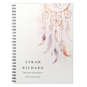 Carnet Boho Dreamcatcher Watercolor Lilac Blush Peach