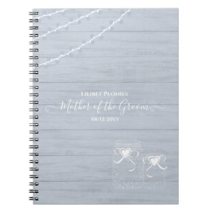 Carnet BOHO Dusty Blue Driftwood Mason Jars Mariage