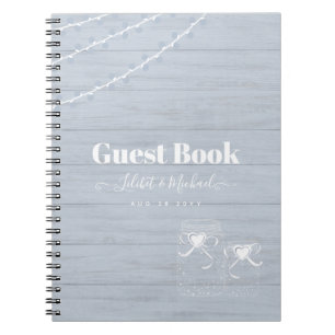 Carnet BOHO Dusty Blue Driftwood Mason Jars Mariage