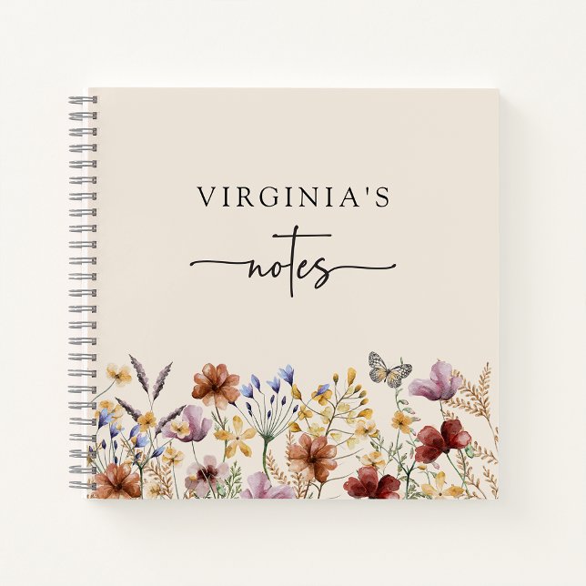 Carnet Boho Fleurs sauvages (Boho Wildflowers Notebook with Butterfly by Painted Paperie
)