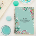 Carnet Boho Fleurs sauvages - Nom<br><div class="desc">Joli carnet à la décoration florale boho avec fleurs rose,  violet et blanche. Ajoutez votre nom et le sujet du carnet.</div>