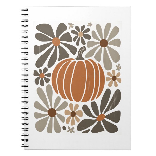 Carnet Boho Floral Automne saison Citrouille (Devant)