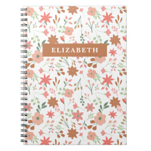 Carnet Boho Floral Earth Tons Fleurs Personnalisées