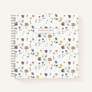 Carnet Boho Floral Fleur sauvage Personnalisé