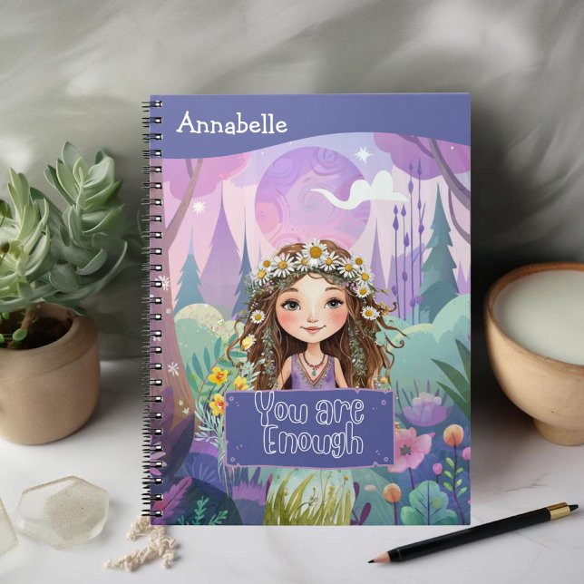 Carnet Boho Girl Blue "Vous êtes assez" (Créateur téléchargé)