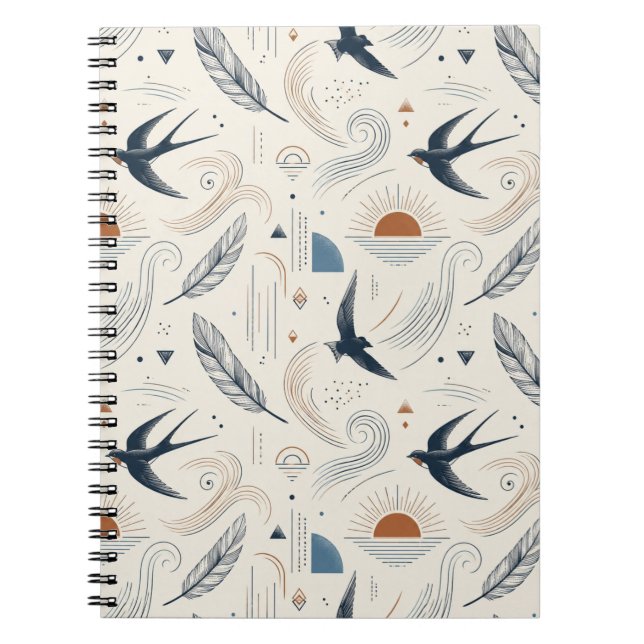 Carnet Boho Hirondelle & Soleil (Devant)