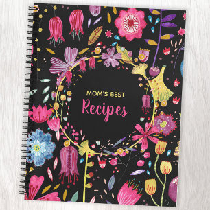 Carnet Boho Moderne Aquarelle Florale Custom Text Recette