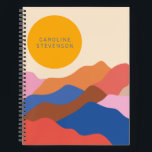 Carnet Boho Montagnes Paysages Abstraits Personnalisées<br><div class="desc">Boho esthétique Montagnes Paysages Abstraits en Carnet personnalisé bleu et rouge</div>