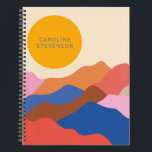 Carnet Boho Montagnes Paysages Abstraits Personnalisées<br><div class="desc">Boho esthétique Montagnes Paysages Abstraits en Carnet personnalisé bleu et rouge</div>