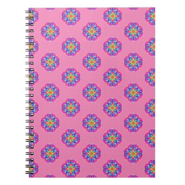 Carnet Boho Motif de Mandala Star rose (Devant)