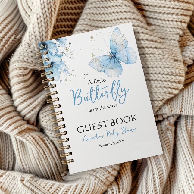 Carnet Boho Papillon Floral Bleu Garçon Baby Shower Invit (Créateur téléchargé)