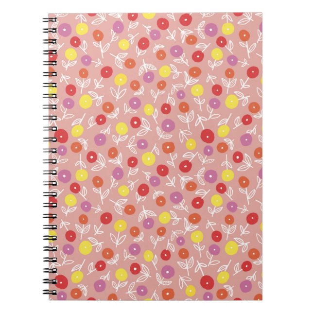 Carnet Boho Peach Pastel Motif Floral (Devant)