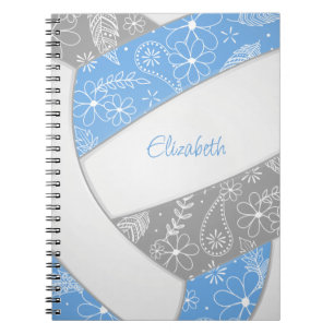 Carnet Boho plumes paislies bleu gris volleyball