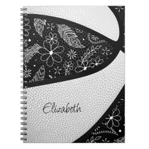 Carnet Boho plumes paislies noir blanc basketball