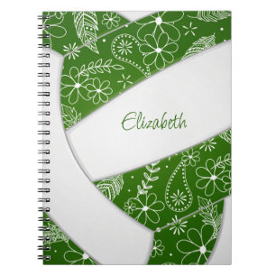 Carnet Boho plumes paislies vert blanc volleyball