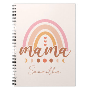 Carnet Boho Rainbow Mama avec phases de lune