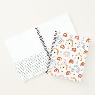 Carnet Boho rétro arc-en-ciel art lune étoiles