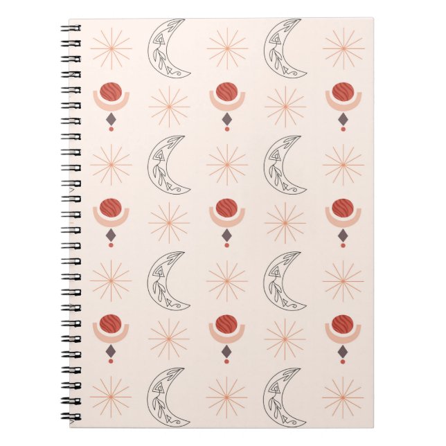 Carnet Boho soleil lune ligne décorative art formes abstr (Devant)