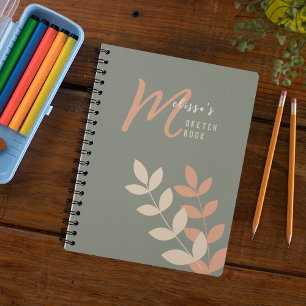 Carnet Boho Style Botanico Art Monogramme Nom Sketchbook