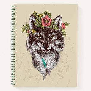 Carnet Boho Style Wolf Halo Portrait