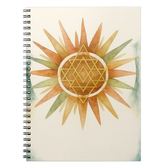 Carnet Boho Sunburst Watercolor Notebook – Personalized  (Devant)