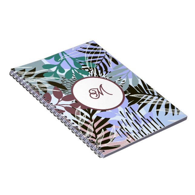 Carnet Boho Teal Blue Red Leaves Notebook (Côté Droit)