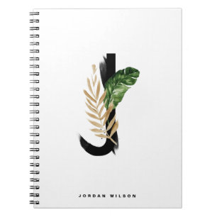 Carnet Boho Tropical Greenery Letter J Monogram