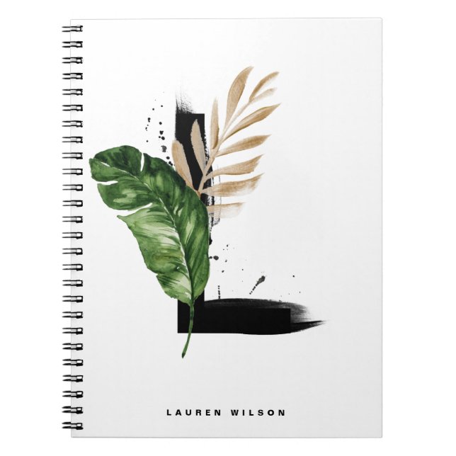 Carnet Boho Tropical Greenery Letter L Monogram  (Devant)