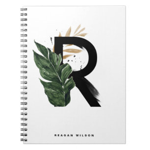 Carnet Boho Tropical Greenery Letter R Monogram