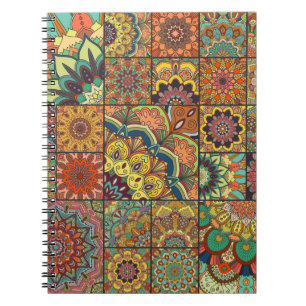 Carnet Boho tuiles : patchwork coloré sans couture motif