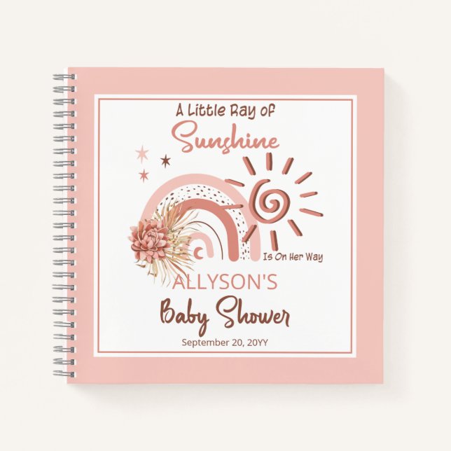 Carnet Boho Un petit rayon de soleil Baby shower fille (Devant)