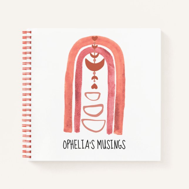 Carnet Boho Watercolor Arc-en-ciel Abstrait Shapes Nom (Devant)