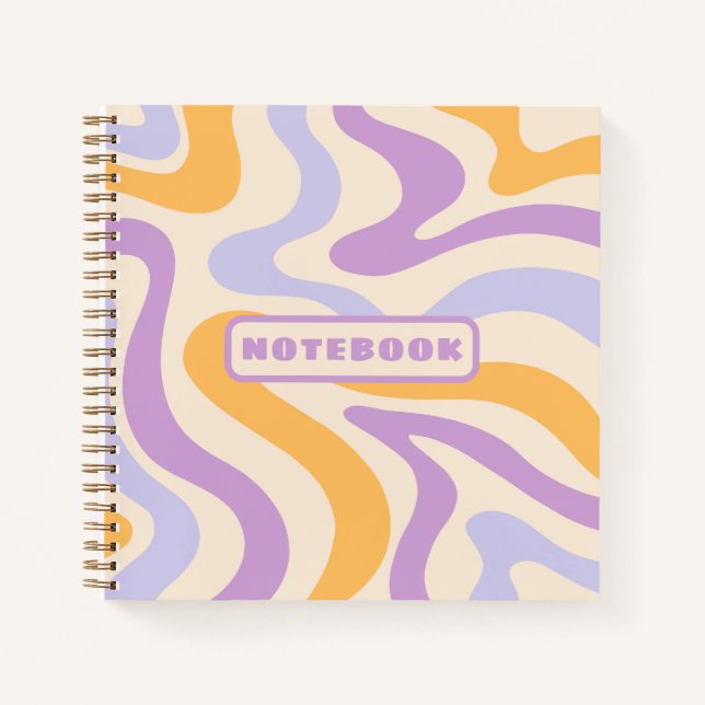 Carnet Boho Wavy Lines dans Retro Pastels (Devant)