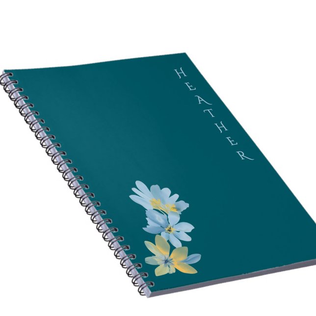 Carnet Boho Wildflower Personalized Teal Gift for Her (Créateur téléchargé)