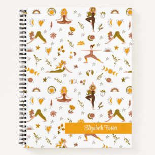 Carnet Boho Yoga Girl Nom personnalisé