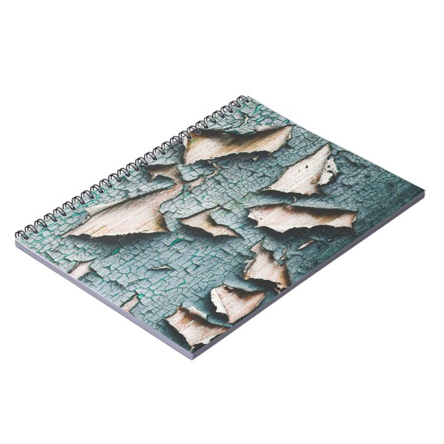 Carnet Bois à la peinture verte bleu clair écaillée rusti (Côté gauche)