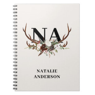 Carnet Bois de cerf floral aquarelle chute bloc rustique