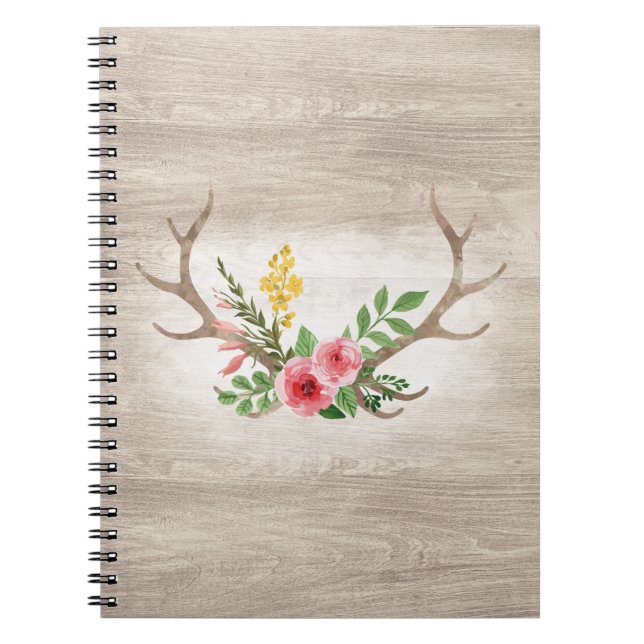 Carnet Bois de cerf rustique floral bohème aquarelle (Devant)